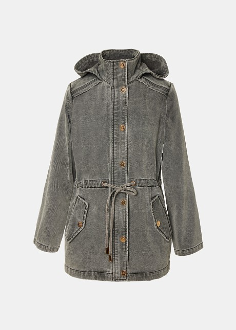 Demim parka jacket in grey