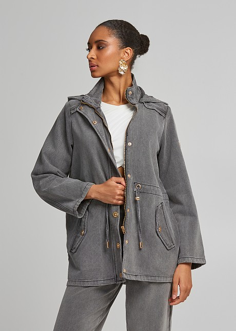 Demim parka jacket in grey