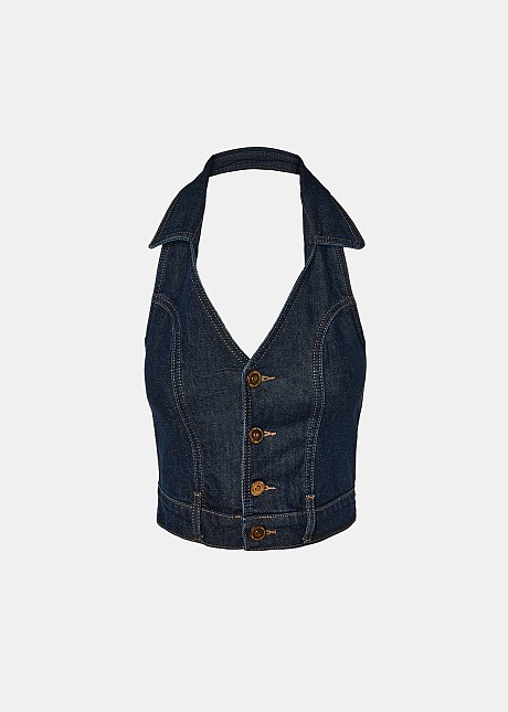 Denim backless vest