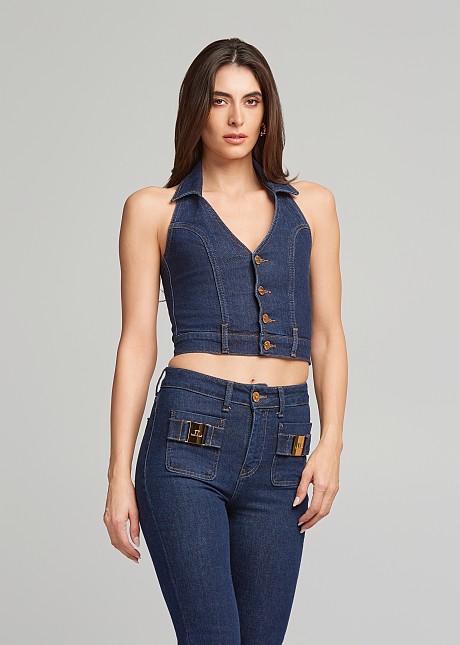 Denim backless vest