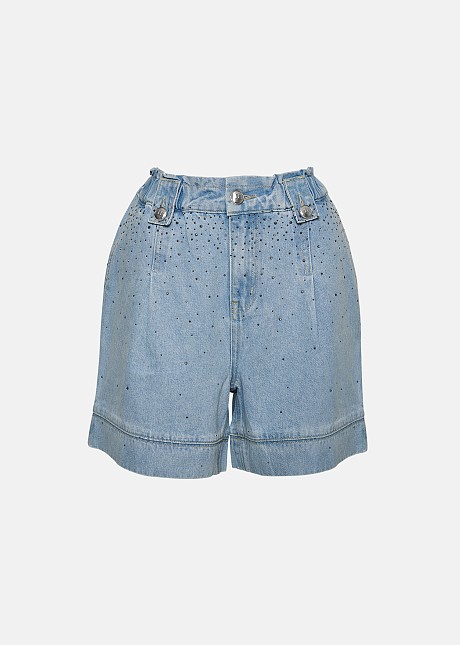  Denim shorts with rhinestones