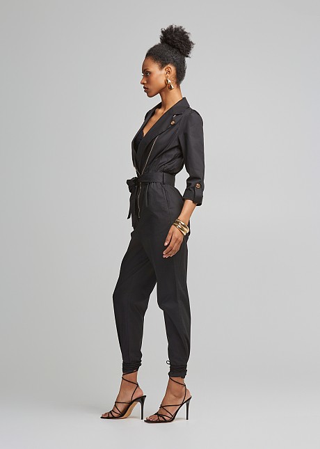 Poplin jumpsuit in cargo line