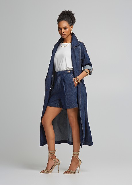 Long denim spring coat