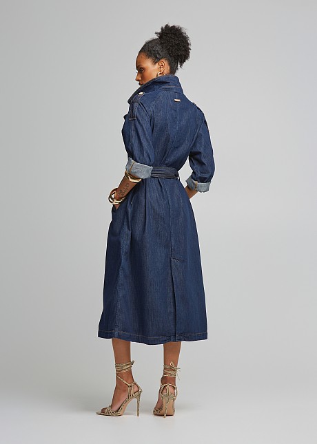 Long denim spring coat