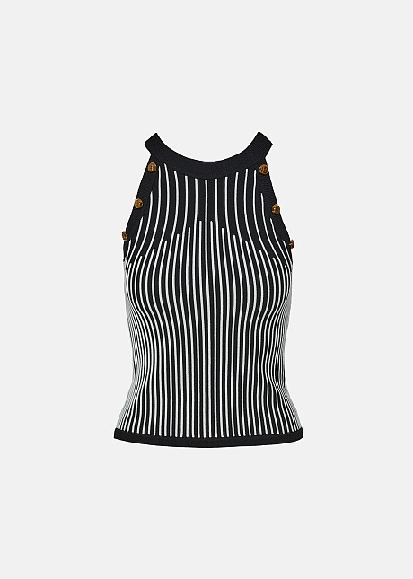 Knitted halter neck top in stripes