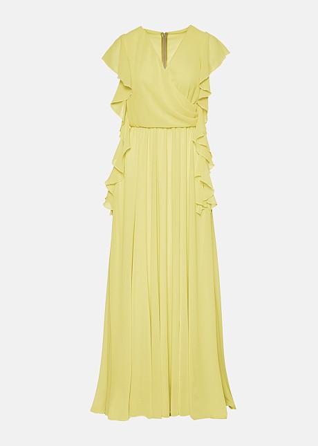 Frilled maxi dress in wrap style