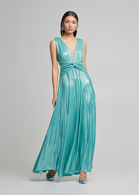 Lurex maxi pleated dress