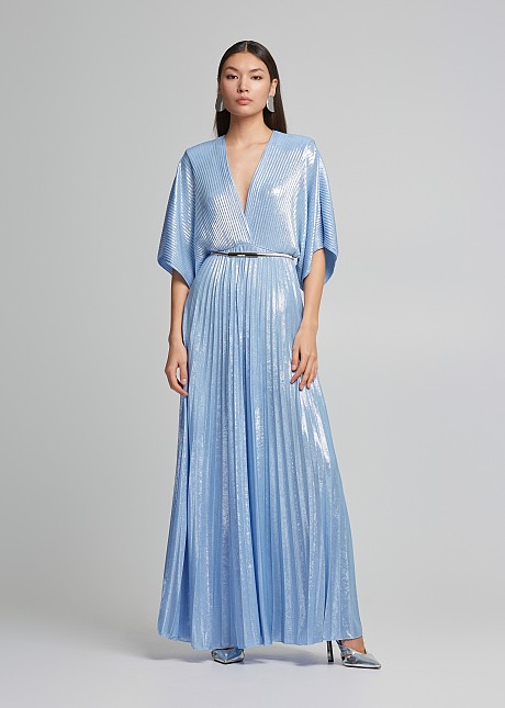 Maxi pleated sleeved dress