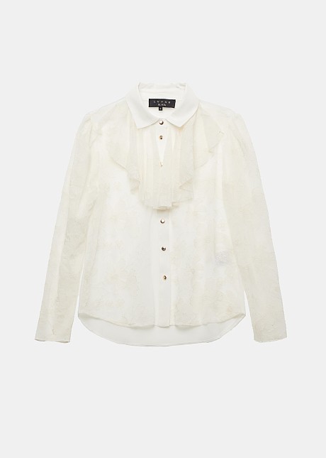 Shirt with ruffles on the colar