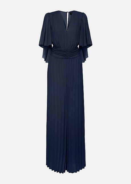 Pleated jumpsuit in 3/4 sleeves