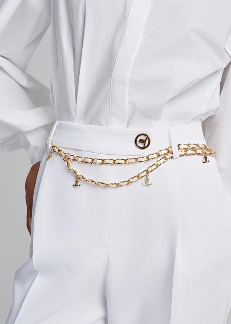 Chain belt with monogram details