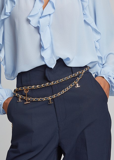 Chain belt with monogram details