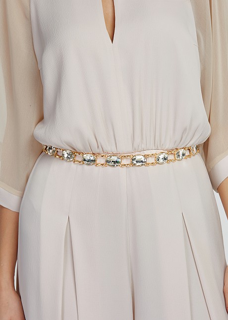 Chain belt with rhinestones