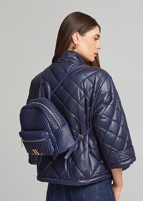 Mini pleated backpack in leather look