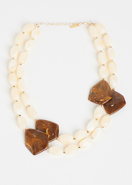 Double row necklace with stones