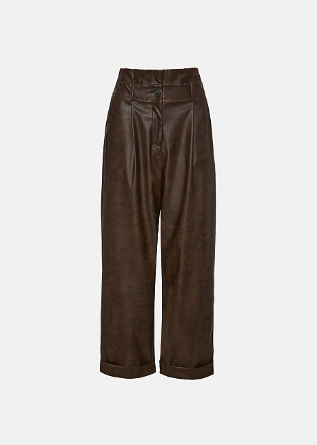 High waisted leather look pants LYNNE