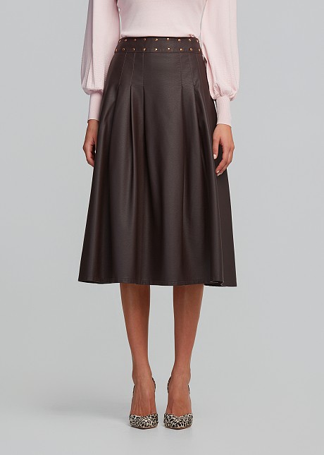Midi pleated skirt in leather look LYNNE