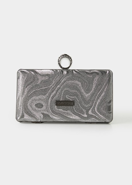 Moire clutch bag with ring for clasp LYNNE