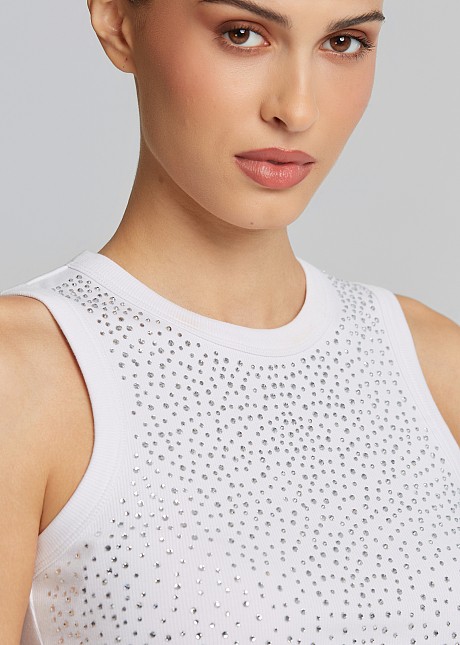 トップス Babylclub rhinestone sleeveless top Rhinestone Tank Tops