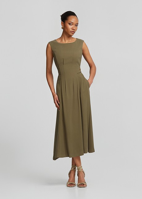 Midi dress with pleats | LYNNE
