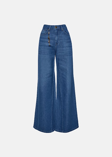 High-waisted wide-leg straight denim | LYNNE