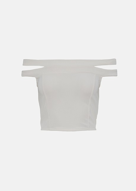 Crop top cu mâneci decupate