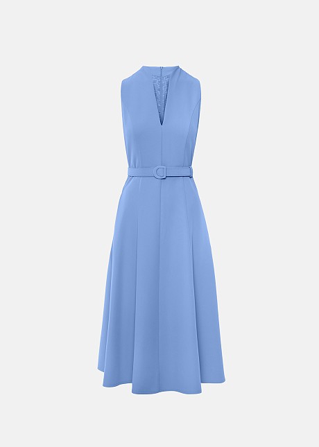 Sleeveless loose dress in satin look | LYNNE