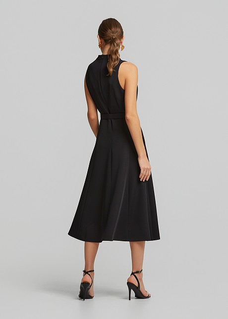 asymmetrical dress hem Arielle Bow Strap A-Line Midi Formal Dress main image 0