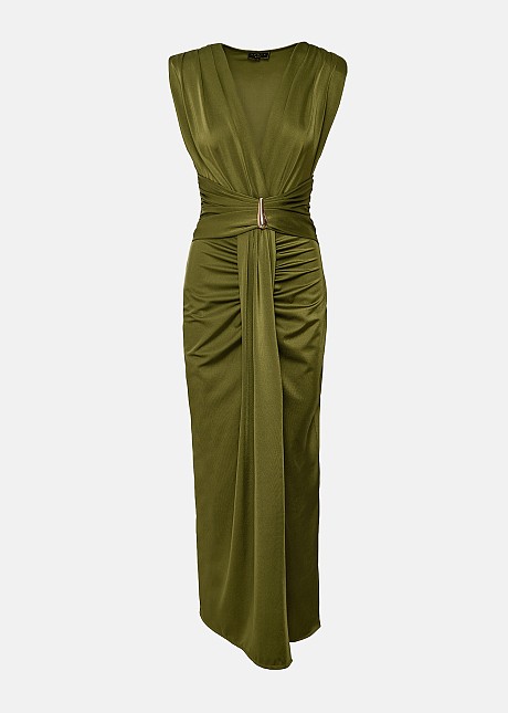 Maxi dress with ruching in satin look | LYNNE Maxi dress with ruching in satin look | LYNNE