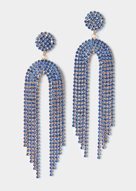 Dangling earrings with asymmetrical rhinestones