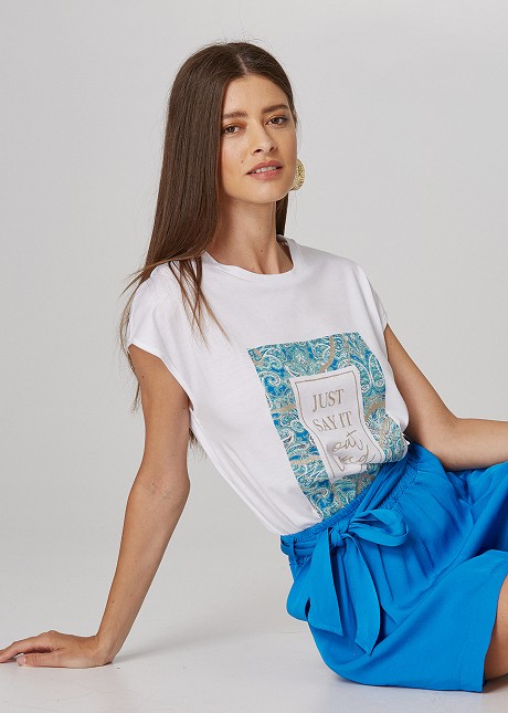 Blouse with print "Just Say It Out Loud"