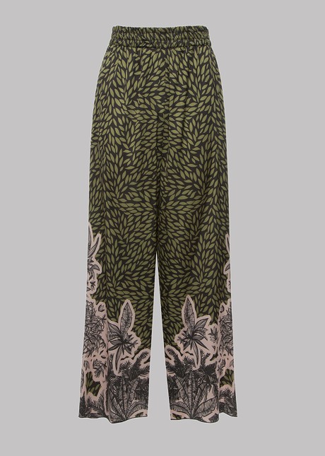 Crop trousers with leaves