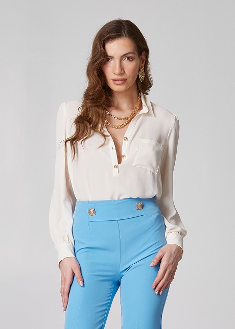 Blouse with gold buttons