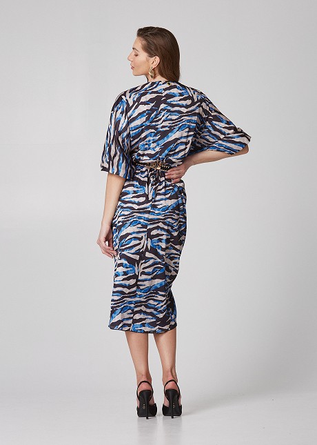 Zebra print midi φόρεμα