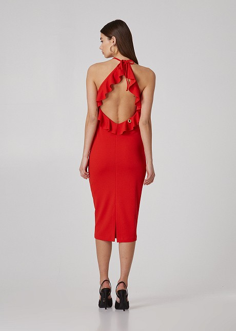 Midi dress with open back