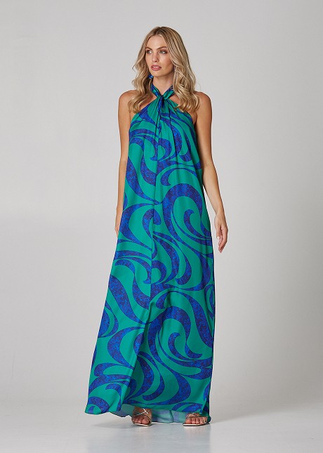 Maxi floral dress with tie