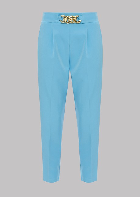 Trousers with metallic buckle