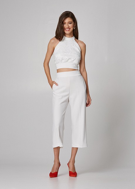 Crop high rise trousers