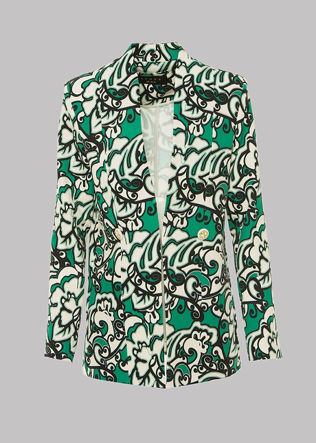 Printed blazer with decorative buttons