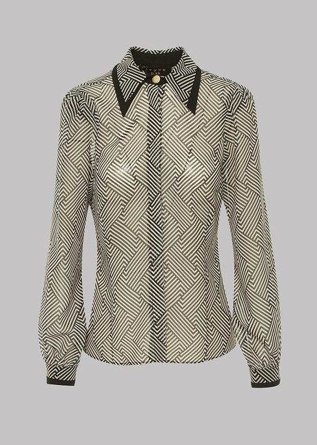Shirt with double collar and gold buttons