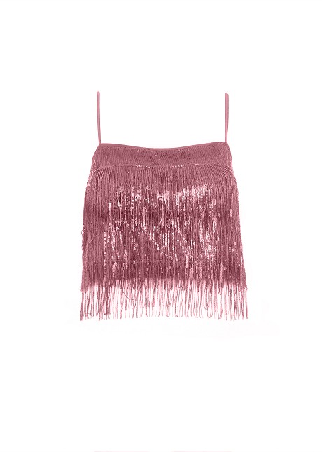 Crop top with sequined fringes