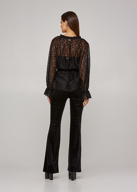 Lace box blouse with chain detail