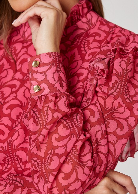 Pleated mini dress with paisley print