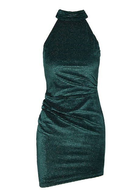 Mini lurex halter neck dress