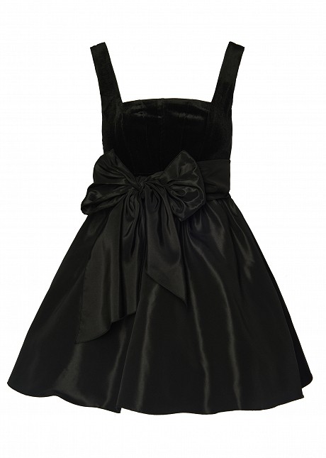 Mini, velvet and taffeta dress in black