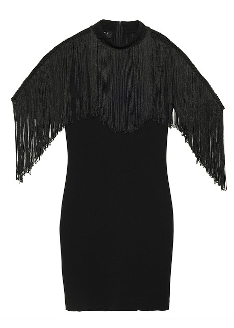 Bodycon mini dress with fringes