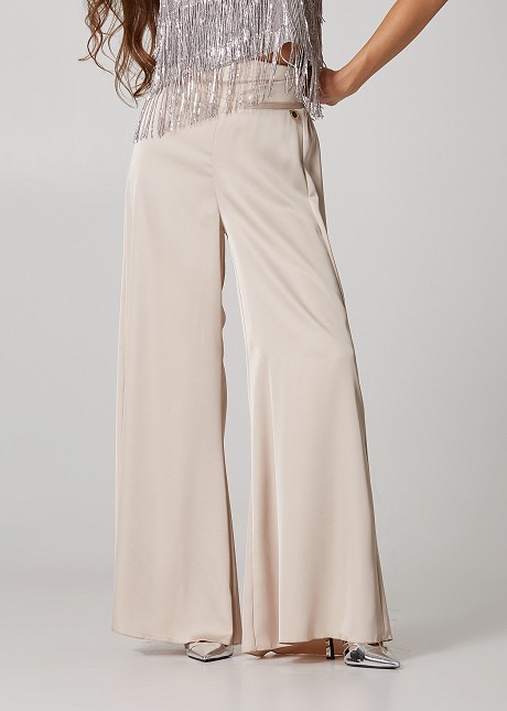 Highrise trousers with satin look