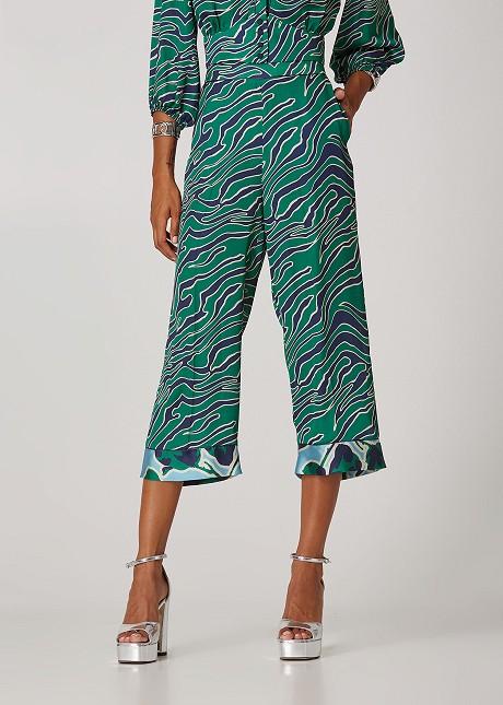 Ψηλόμεσο κροπ παντελόνι με zebra print