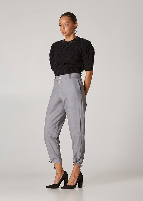 Cargo pants with decorative lace