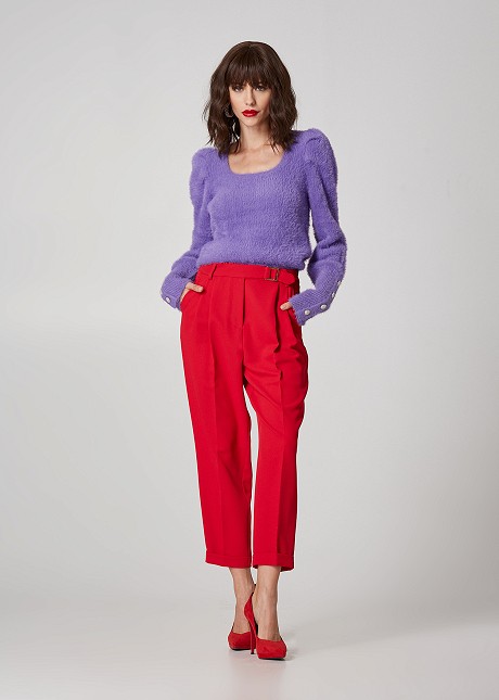 Pleated, cropped trousers